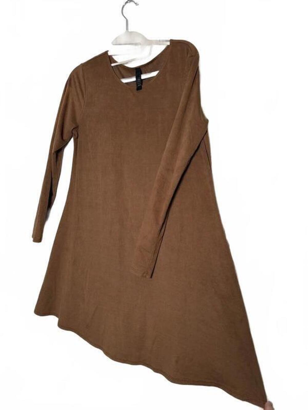 Boho Brown Suede Like Western Stretchy Dress Large